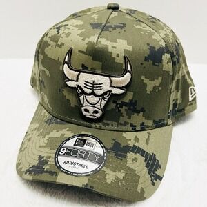 New Era Chicago‎ Bulls Digital Camo A-Frame 9FORTY Hat Cap Adjustable Green NBA